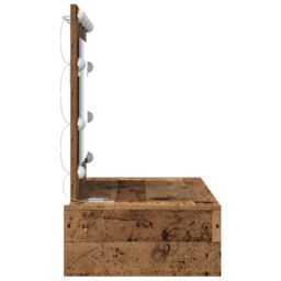 Berkfield Home Wall Hanging Dressing Table with LED Lights Old Wood in Brown - thumbnail 6