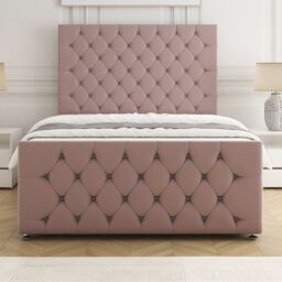 "BSSPOKE Maya Velvet Divan Bed 54""Headboard & 20""Footboard 4Drawers & Mattress in Pink - Size: Double" - thumbnail 2