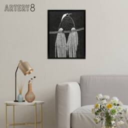 "Artery8 Stylised Bird of Paradise De Mesquita Framed Canvas Wall Art Print in White - Size: W12"" x H16""" - thumbnail 3