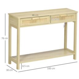 Wyld Haus Sedi 100cm Natural Wood Effect Console Table 2 Drawers Bottom Shelf - thumbnail 3