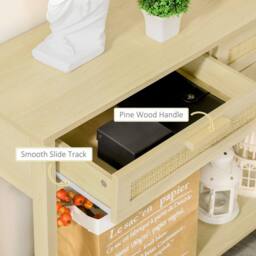 Wyld Haus Sedi 100cm Natural Wood Effect Console Table 2 Drawers Bottom Shelf - thumbnail 7