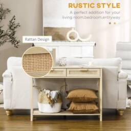 Wyld Haus Sedi 100cm Natural Wood Effect Console Table 2 Drawers Bottom Shelf - thumbnail 5