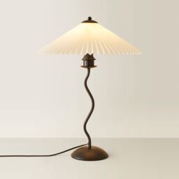 ValueLights Wiggle Metal Table Lamp With Origami Pleated Shade in Black - thumbnail 6