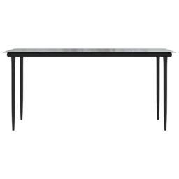 Berkfield Home 5 Piece Garden Dining Set Black Poly Rattan Glass - thumbnail 8