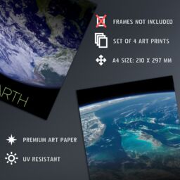 Artery8 Wall Art Print Pack of 4 NASA Our Solar System The Sun & Planet Earth Images from Space ISS Blue Marble Living Room s Set - Size: A4 - thumbnail 4