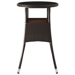 Berkfield Home Garden Table Ã˜60x75 cm Tempered Glass & Poly Rattan Brown - Size: 60x75 cm - thumbnail 4