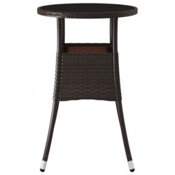 Berkfield Home Garden Table Ã˜60x75 cm Tempered Glass & Poly Rattan Brown - Size: 60x75 cm - thumbnail 3