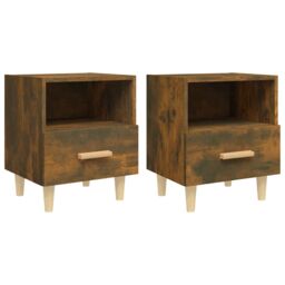 Berkfield Home Bedside Cabinets 2 pcs Smoked Oak 40x35x47 cm in Brown - Size: 40 x 35 x 47 cm - thumbnail 2