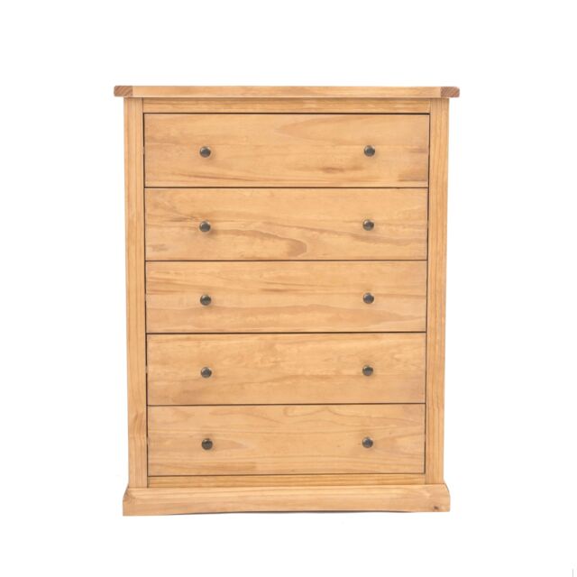 Cabinet Bits Lucca 5 Drawer Chest of Drawers Brass Knob in Light Brown - image 1