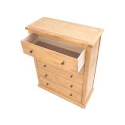 Cabinet Bits Lucca 5 Drawer Chest of Drawers Brass Knob in Light Brown - thumbnail 4