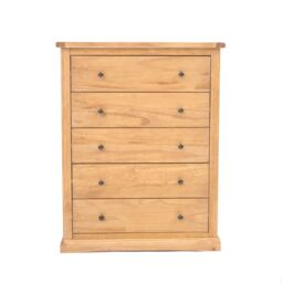 Cabinet Bits Lucca 5 Drawer Chest of Drawers Brass Knob in Light Brown - thumbnail 1