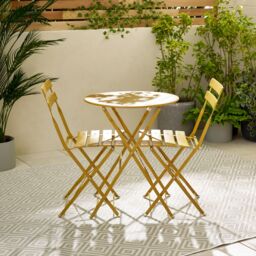 FurnitureboxUK Cabo 2 Seater Metal Bistro Set with Round Table in Mustard - thumbnail 3