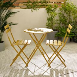 FurnitureboxUK Cabo 2 Seater Metal Bistro Set with Round Table in Mustard - thumbnail 2