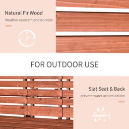 OUTSUNNY Garden Wooden Convertible 2-3 Seater Bench Companion Chair Loveseat withTable in Orange - thumbnail 6