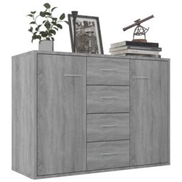 Berkfield Home Sideboard Grey Sonoma 88x30x65 cm Engineered Wood - Size: 88 x 30 x 65 cm - thumbnail 3