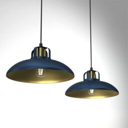 Milagro Felix Blue & Gold Double Pendant Lamp Hand Made in Mid Navy - thumbnail 5