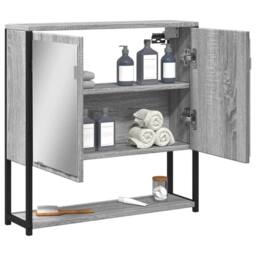Berkfield Home Sturdy Bathroom Mirror Cabinet Grey Sonoma 60x16x60 cm Engineered Wood - Size: 60 x 16 x 60 cm - thumbnail 4
