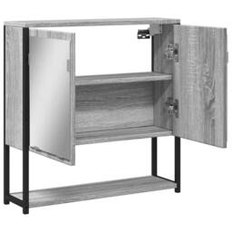 Berkfield Home Sturdy Bathroom Mirror Cabinet Grey Sonoma 60x16x60 cm Engineered Wood - Size: 60 x 16 x 60 cm - thumbnail 6