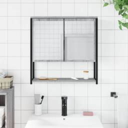 Berkfield Home Sturdy Bathroom Mirror Cabinet Grey Sonoma 60x16x60 cm Engineered Wood - Size: 60 x 16 x 60 cm