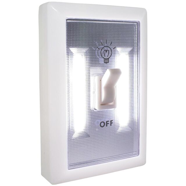 mysmartbuy 2 COB Wireless LED Light with Switch - 100 Lumen Portable Battery Powered Wall Mountable Home Lighting - H11.5 x W7.5 x D3.5cm in White