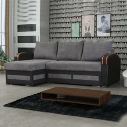 Edmonton Fabric Corner Ottoman Storage Sofa Bed - Grey LeftCorner - thumbnail 1