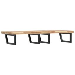Berkfield Home Basin Shelf Wall Mounted Steel & Solid Wood Acacia in Brown - thumbnail 6
