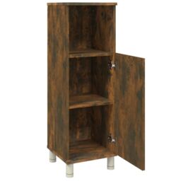 Berkfield Home Bathroom Cabinet Smoked Oak 30x30x95 cm Engineered Wood in Brown - Size: 30 x 30 x 95 cm - thumbnail 6