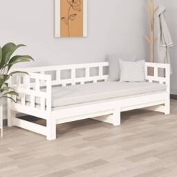 Berkfield Home Pull-out Day Bed White Solid Wood Pine 2x(90x200) cm - thumbnail 4