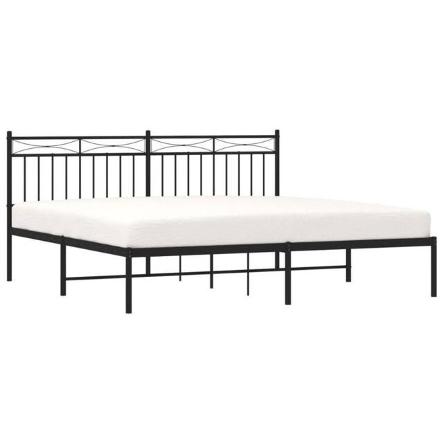 Berkfield Home Metal Bed Frame with Headboard Black 180x200 cm Super King - image 1