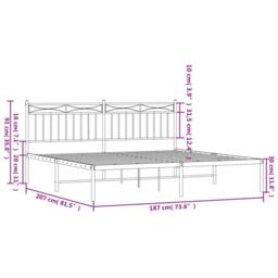 Berkfield Home Metal Bed Frame with Headboard Black 180x200 cm Super King - thumbnail 9
