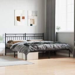 Berkfield Home Metal Bed Frame with Headboard Black 180x200 cm Super King - thumbnail 2