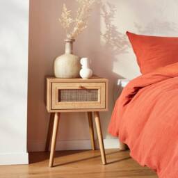 sweeek Woven rattan bedside table with drawer in Beige - thumbnail 3