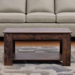 Rafaelo Mobilia Industrial Brown Lift Top Coffee Table With Hidden Storage in Dark Brown - thumbnail 5