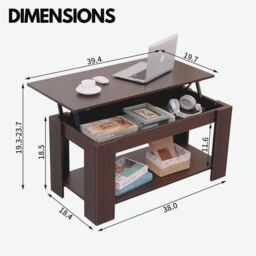 Rafaelo Mobilia Industrial Brown Lift Top Coffee Table With Hidden Storage in Dark Brown - thumbnail 6