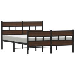 Berkfield Home Metal Bed Frame without Mattress Brown Oak 160x200 cm - thumbnail 2