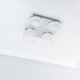 ValueLights Alissa IP44 Rated Bathroom 4 Way Glass Integrated LED Flush Ceiling Light in Silver - thumbnail 4