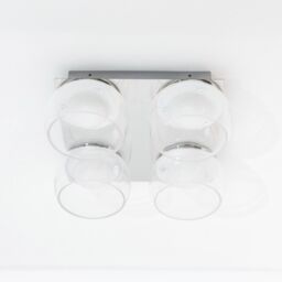 ValueLights Alissa IP44 Rated Bathroom 4 Way Glass Integrated LED Flush Ceiling Light in Silver - thumbnail 3