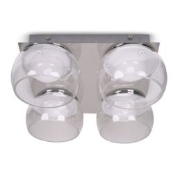 ValueLights Alissa IP44 Rated Bathroom 4 Way Glass Integrated LED Flush Ceiling Light in Silver - thumbnail 2