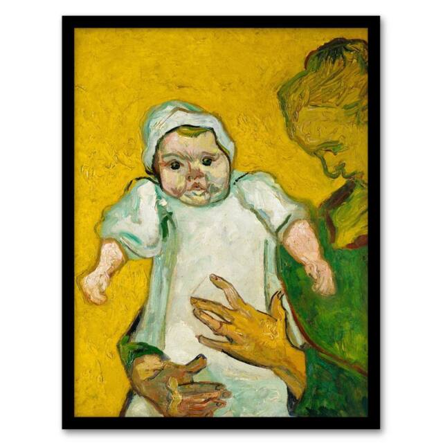 Artery8 Madame Roulin & Her Baby Van Gogh Vintage Framed Wall Art Print in Yellow - Size: A4 - image 1