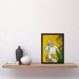 Artery8 Madame Roulin & Her Baby Van Gogh Vintage Framed Wall Art Print in Yellow - Size: A4 - thumbnail 4