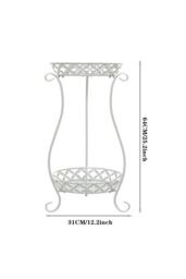 Living and Home 2 Tier Tall Vintage Metal Plant Stand Rack Plant Pot Holder in White - thumbnail 4