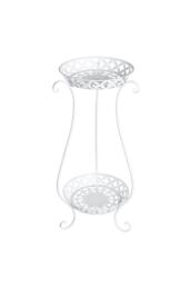 Living and Home 2 Tier Tall Vintage Metal Plant Stand Rack Plant Pot Holder in White - thumbnail 2
