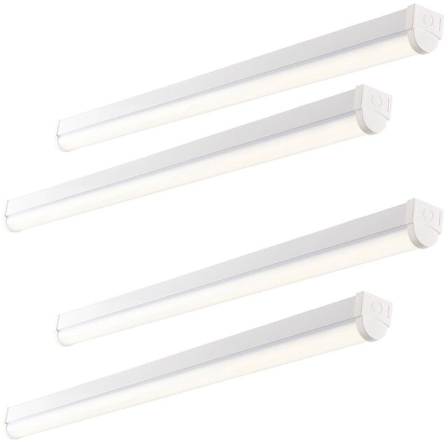 Loops 4 PACK 5ft Emergency Batten Light - 41W Cool White LED - Gloss White & Opal - image 1