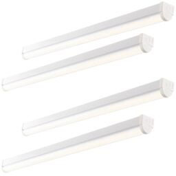 Loops 4 PACK 5ft Emergency Batten Light - 41W Cool White LED - Gloss White & Opal - thumbnail 1