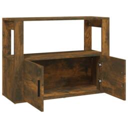 Berkfield Home Sideboard Smoked Oak 80x30x60 cm Engineered Wood in Brown - Size: 80 x 30 x 60 cm - thumbnail 7