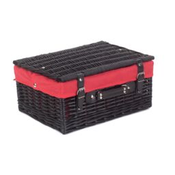 Red Hamper Wicker 41cm Empty Black Willow Picnic Basket With Red Lining - thumbnail 2