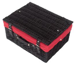 Red Hamper Wicker 41cm Empty Black Willow Picnic Basket With Red Lining - thumbnail 4