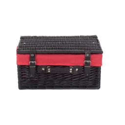 Red Hamper Wicker 41cm Empty Black Willow Picnic Basket With Red Lining - thumbnail 3