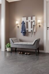 Living and Home Contemporary Velvet Buttoned Bench with Black Wood Legs in Grey