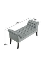 Living and Home Contemporary Velvet Buttoned Bench with Black Wood Legs in Grey - thumbnail 6